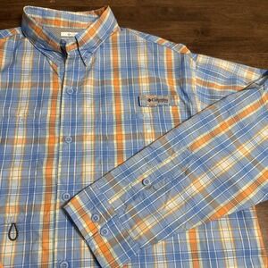 Columbia Shirt Men Large Omni-Shade Plaid Button Up Vented Performance Gorpcore